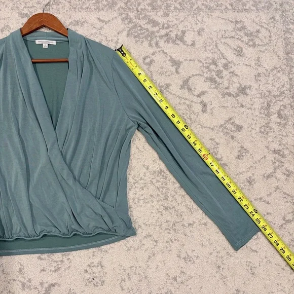 Green Envelope Sage Wrap Top XL Soft Drape Long Sleeve Minimal Chic - Picture 8 of 8